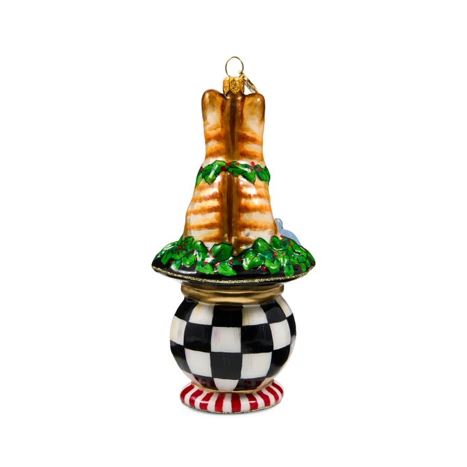 Cat on Tuffet Glass Ornament image number 2