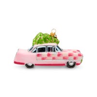 Bubblegum Check Poodle Car Glass Ornament