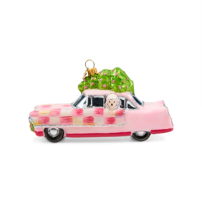 Bubblegum Check Poodle Car Glass Ornament image number 0