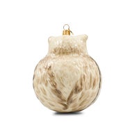 Mocha Check Owl Glass Ornament