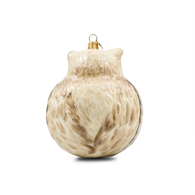 Mocha Check Owl Glass Ornament image number 2