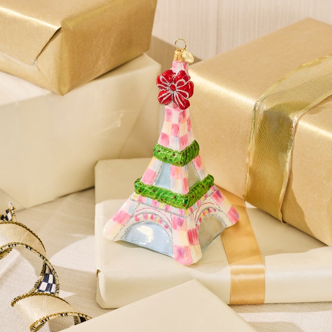 Ruby Red Eiffel Tower Glass Ornament image number 1
