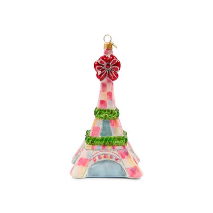 Ruby Red Eiffel Tower Glass Ornament