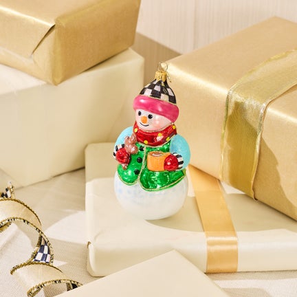 Confetti Snowman Glass Ornament