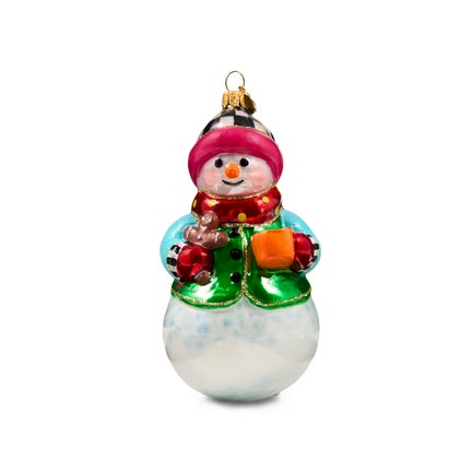Confetti Snowman Glass Ornament