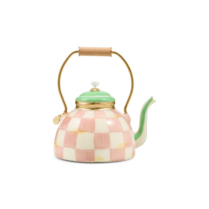 Rosy Check Tea Kettle Glass Ornament image number 2