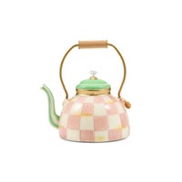 Rosy Check Tea Kettle Glass Ornament
