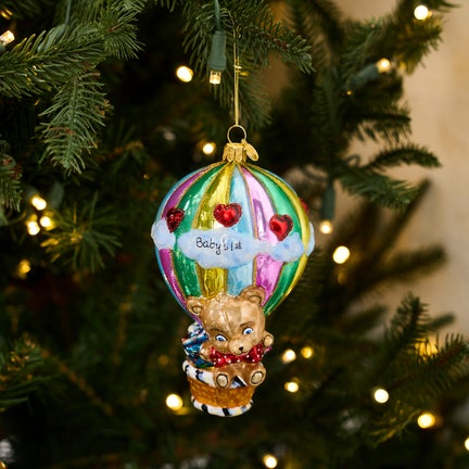 Baby's 1st Balloon Ride Glass Ornament