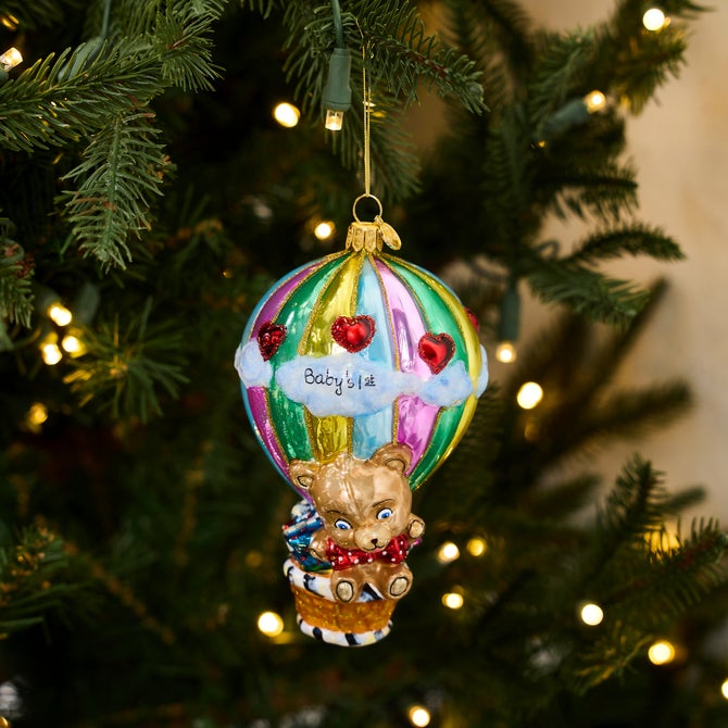 Baby's 1st Balloon Ride Glass Ornament image number 1