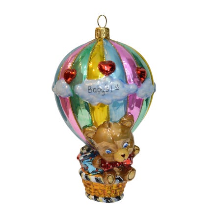 Baby's 1st Balloon Ride Glass Ornament