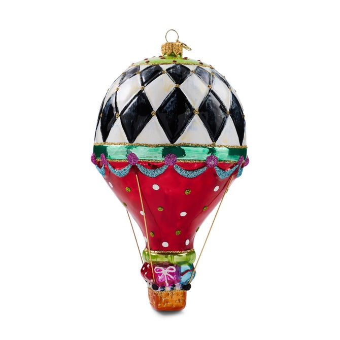 Confetti Hot Air Balloon Glass Ornament image number 2