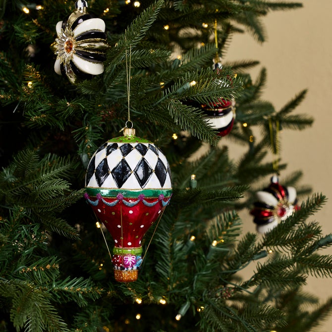 Confetti Hot Air Balloon Glass Ornament image number 1