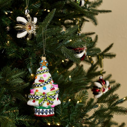 Confetti Christmas Tree Glass Ornament