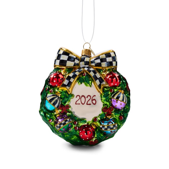 2026 Black Santa Wreath Glass Ornament image number 2