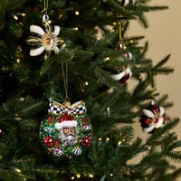 2026 Black Santa Wreath Glass Ornament
