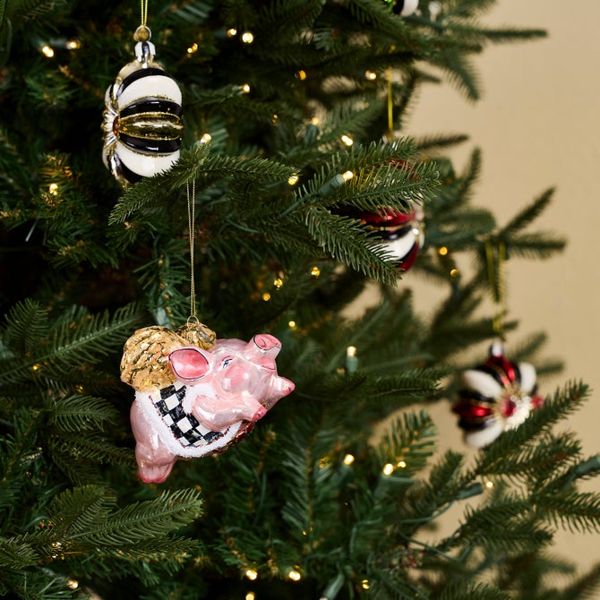 Flying Pig Glass Ornament image number 1