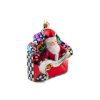 Christmas Letter Santa Glass Ornament