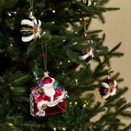 Christmas Letter Santa Glass Ornament