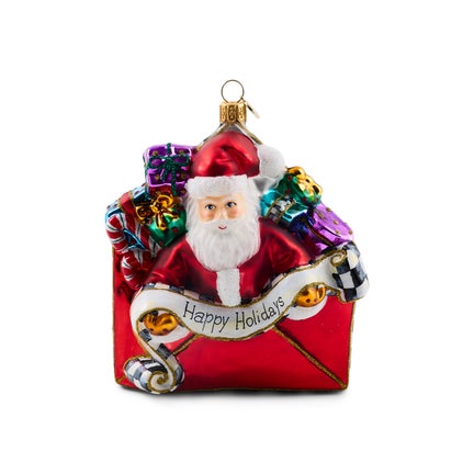 Christmas Letter Santa Glass Ornament