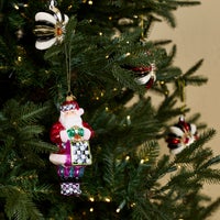 Shopper Santa Glass Ornament