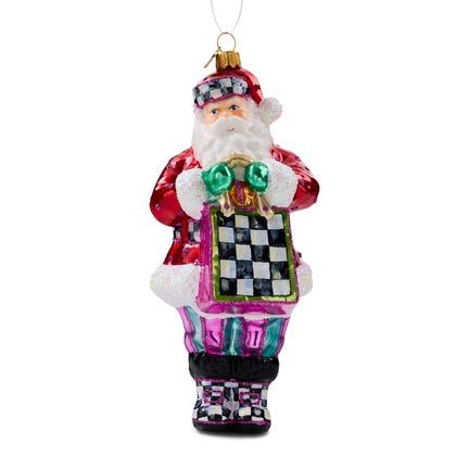 Shopper Santa Glass Ornament