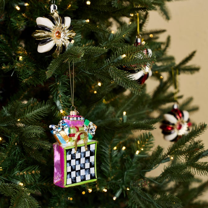 Confetti Shopping Bag Glass Ornament image number 1
