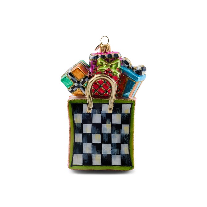 Confetti Shopping Bag Glass Ornament image number 0