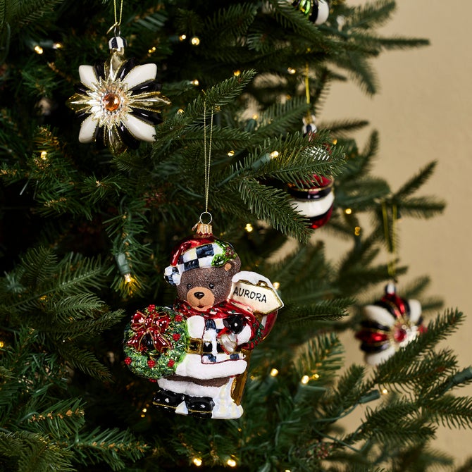 Aurora Teddy Bear Glass Ornament image number 1