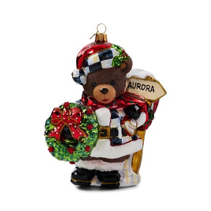 Aurora Teddy Bear Glass Ornament