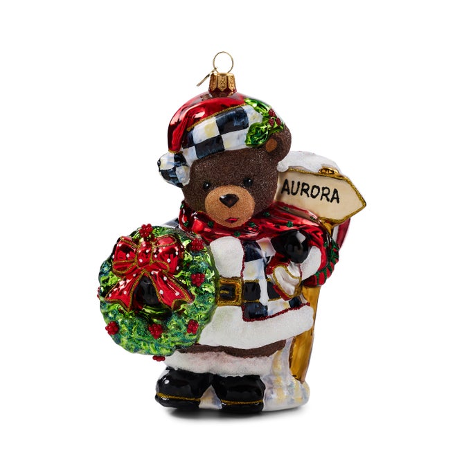 Aurora Teddy Bear Glass Ornament image number 0