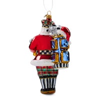 Golfing Santa Glass Ornament