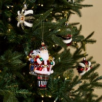Golfing Santa Glass Ornament