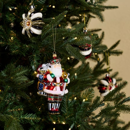 Golfing Santa Glass Ornament
