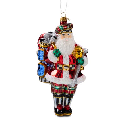 Golfing Santa Glass Ornament