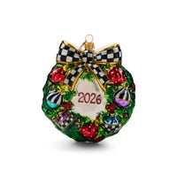 2026 Santa Wreath Glass Ornament
