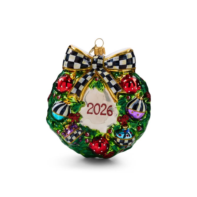2026 Santa Wreath Glass Ornament image number 2