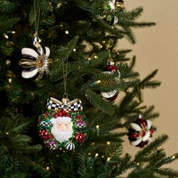 2026 Santa Wreath Glass Ornament