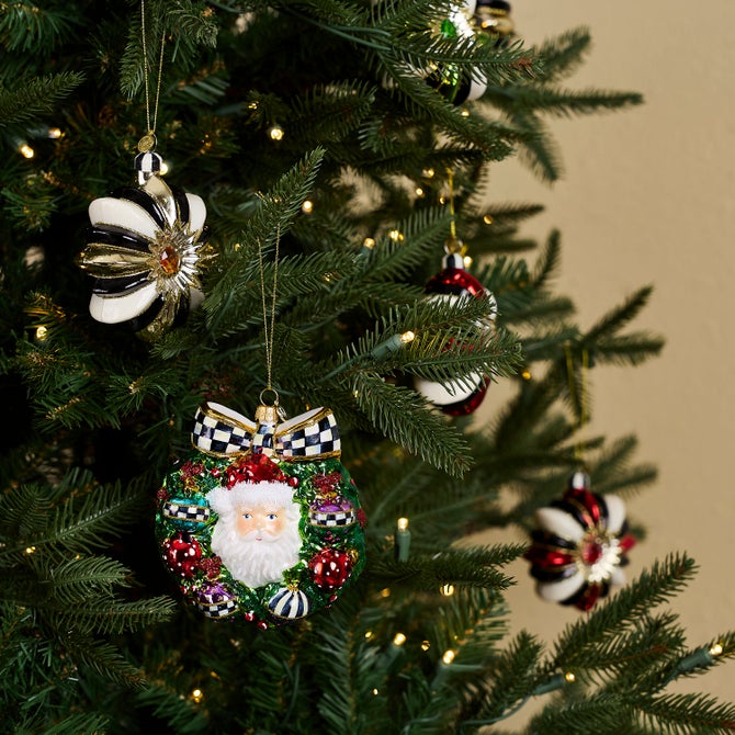 2026 Santa Wreath Glass Ornament image number 1