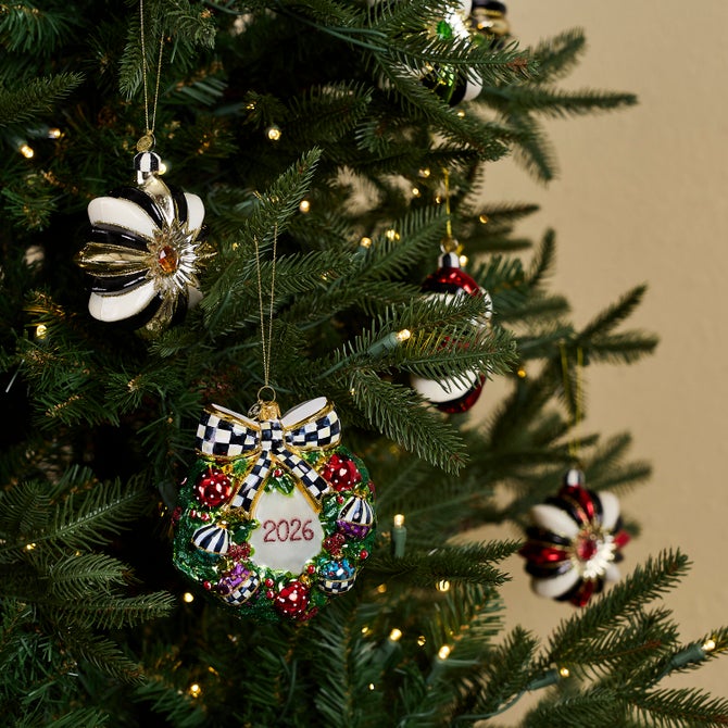 2026 Santa Wreath Glass Ornament image number 3