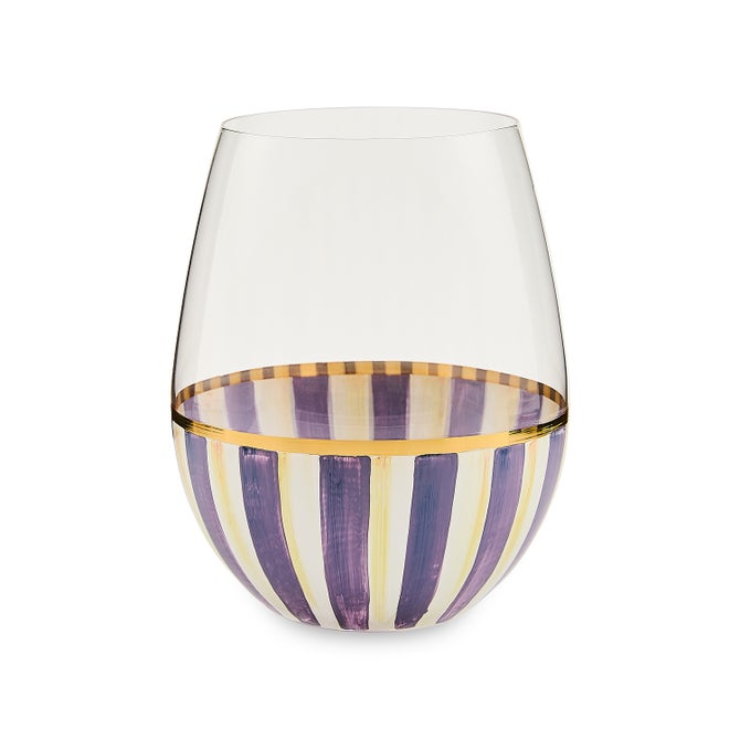 Violet Stripe Stemless Wine Glass image number 0