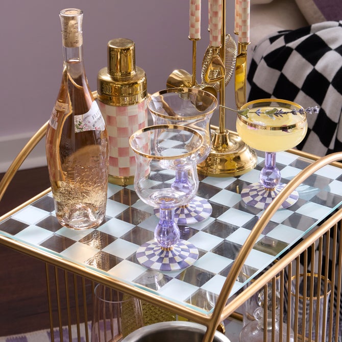 Violet Check Wine Glass image number 1