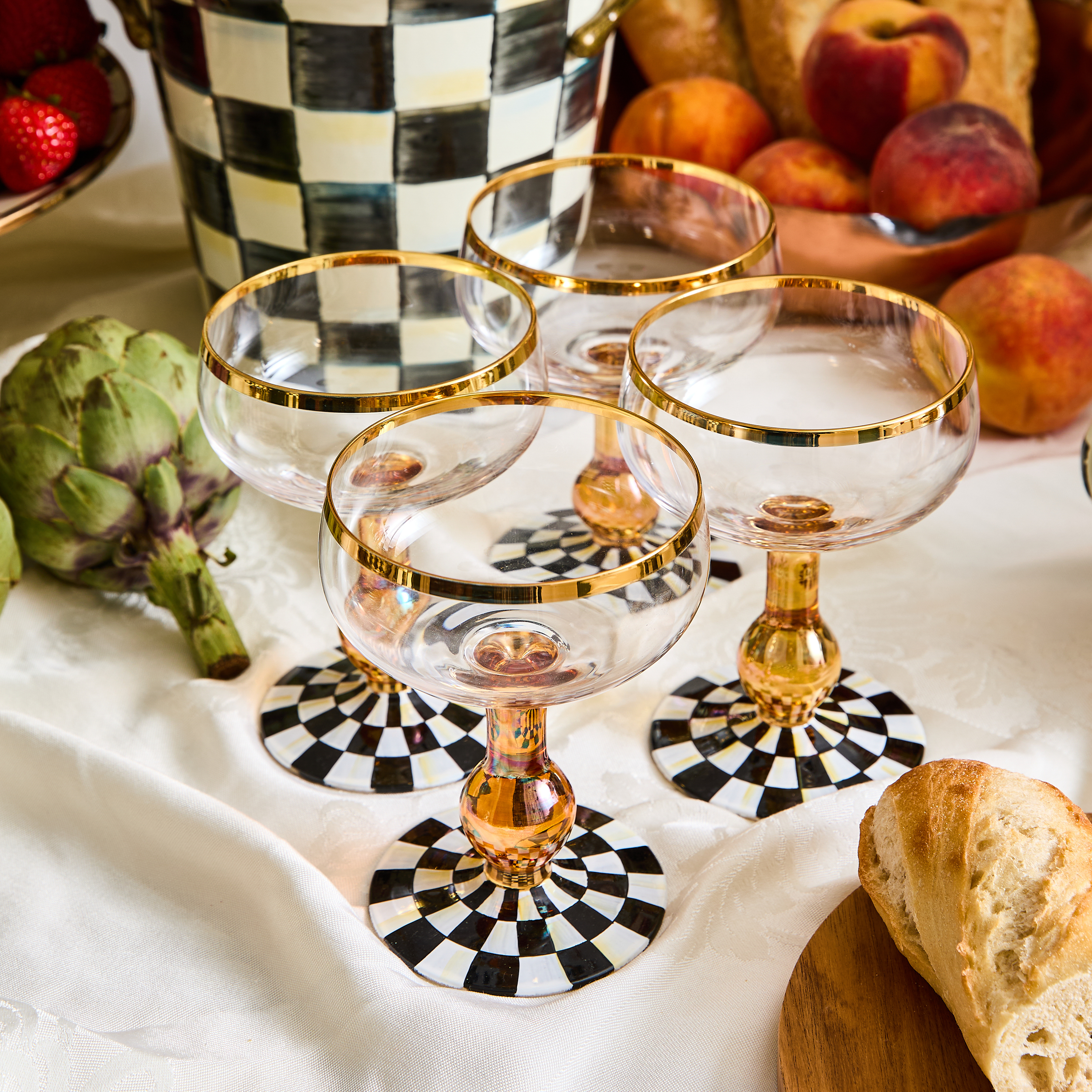 MacKenzie-Childs Courtly Check Coupe Glass - Thumbnail 4
