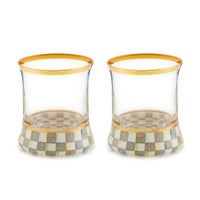 Sterling Check Tumbler Glass, Set of 2