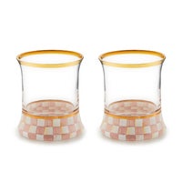 Rosy Check Tumbler Glass, Set of 2