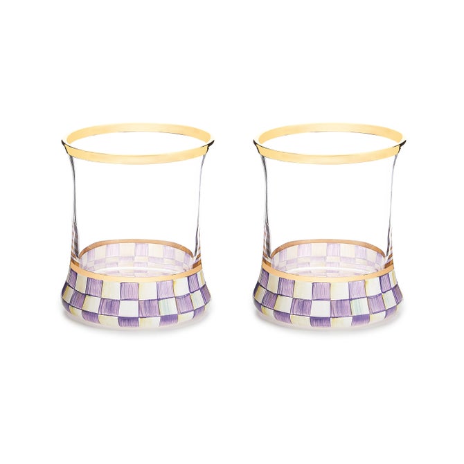 Violet Check Tumbler Glass, Set of 2 image number 0