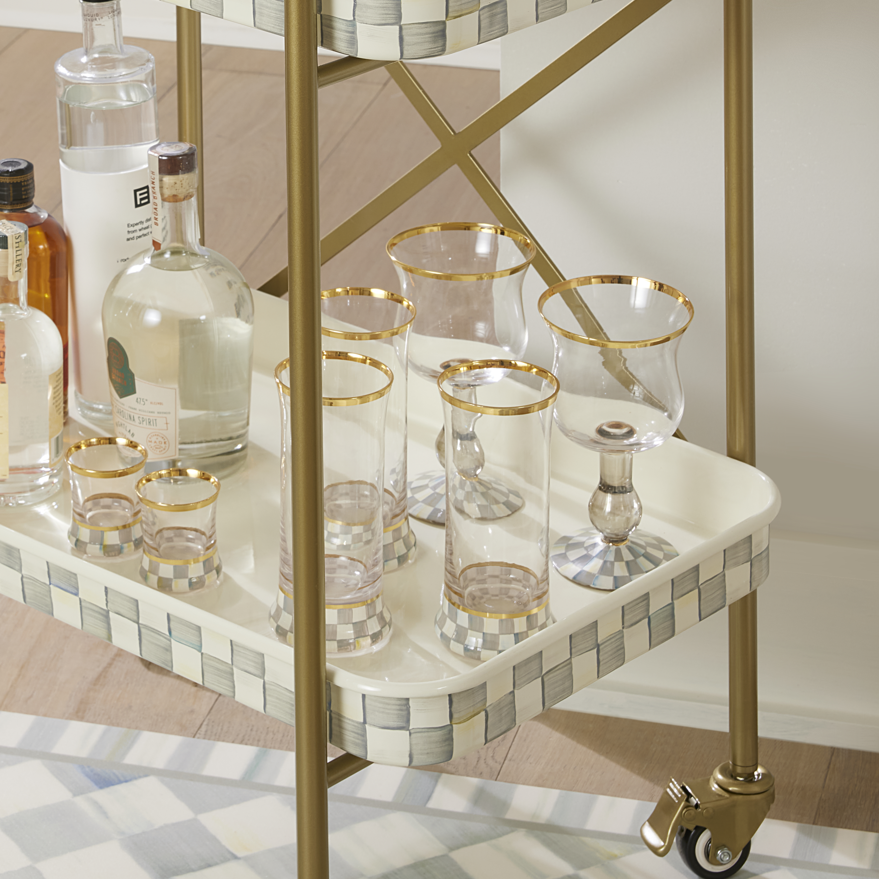 MacKenzie-Childs Sterling Check Highball Glass