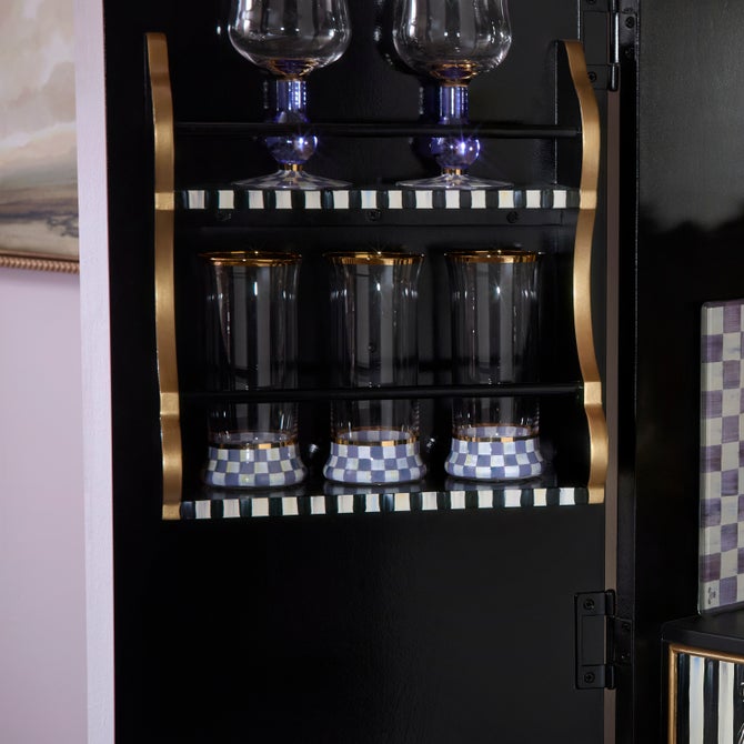 Violet Check Highball Glass, Set of 2 image number 1