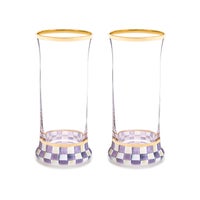 Violet Check Highball Glass, Set of 2