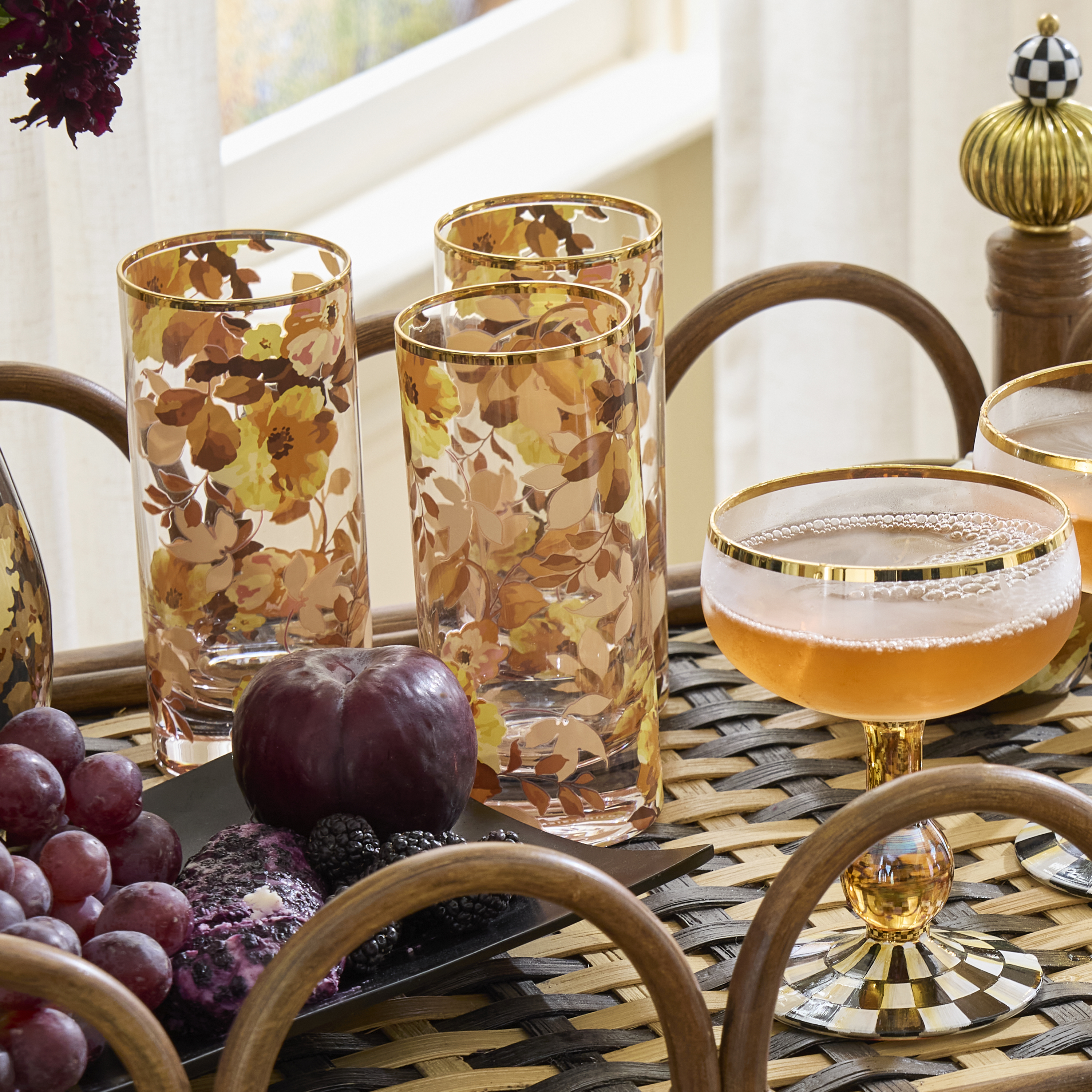 MacKenzie-Childs | Wild Rose Highball Glass, Set of 4