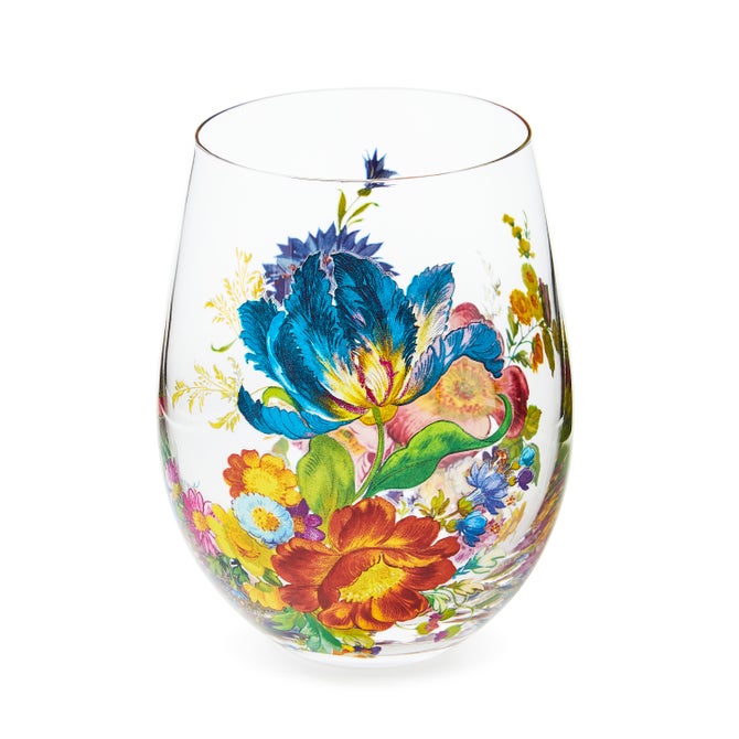 Flower Market Stemless Wine Glass, Set of 4 image number 0